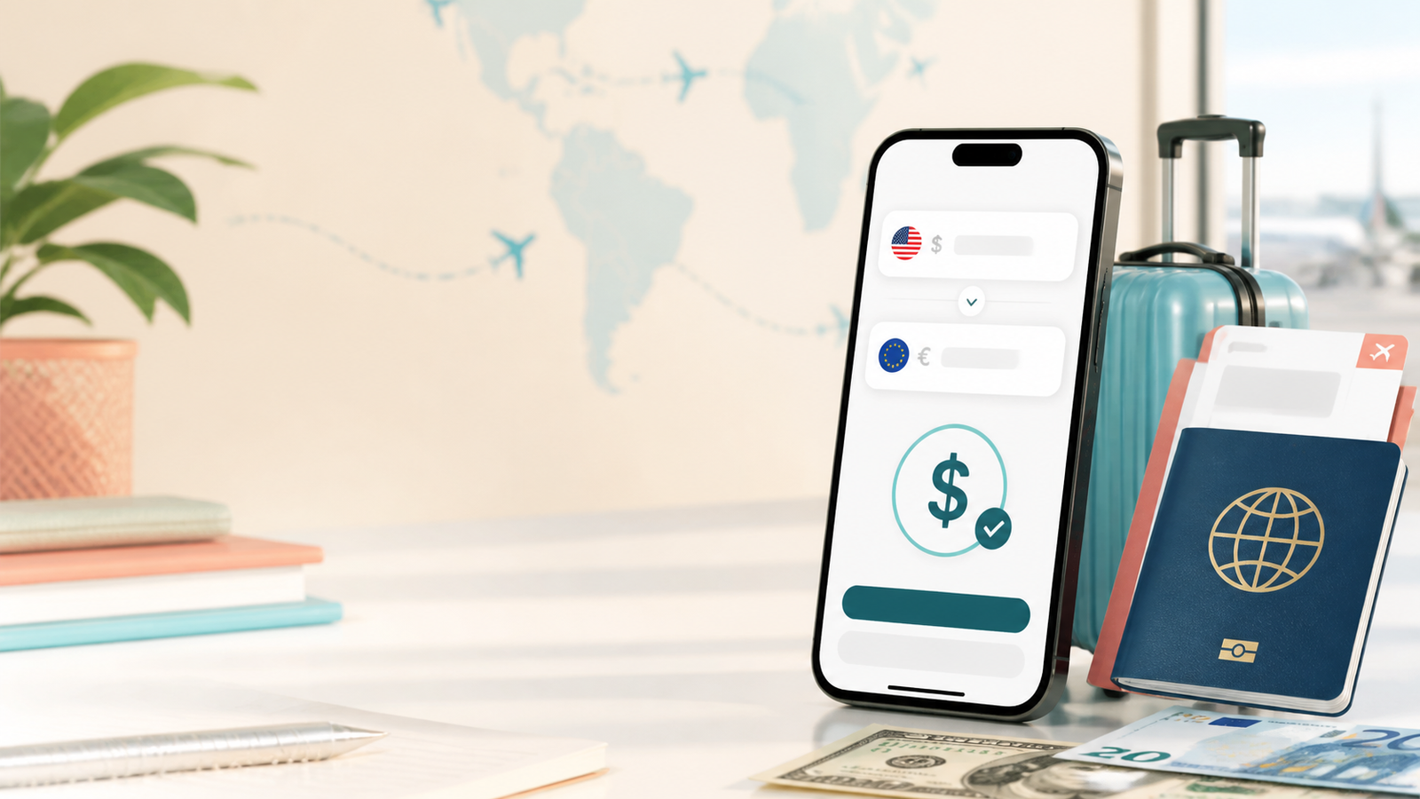 Celular, viagem internacional e conversão de moedas com taxa zero