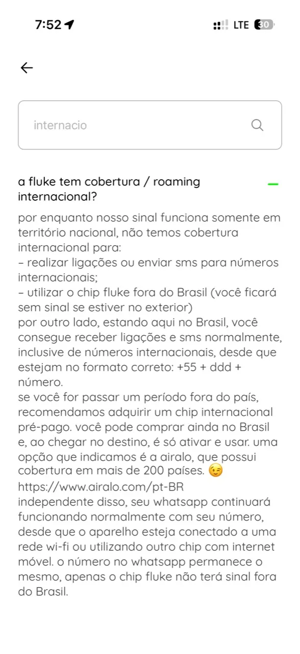 fluke vale a pena: print do aplicativo informando que não há roaming internacional